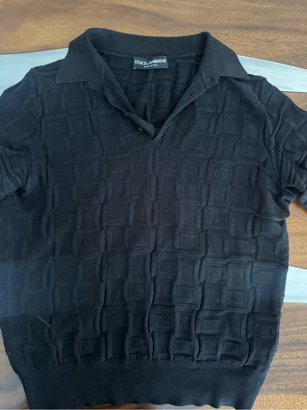 Dolce Gabbana silk embroidered knit polo shirt men